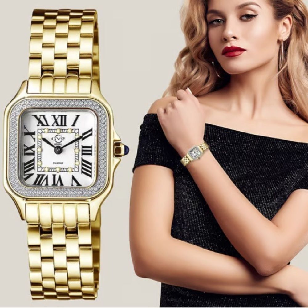 Gervil GV2 Swiss Diamonds & Stainless Steel/ gold plating bracelet watch 12101B